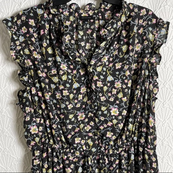 Who What Wear Black Floral Sleeveless Button Tie Waist Maxi Dress - Picture 2 of 11